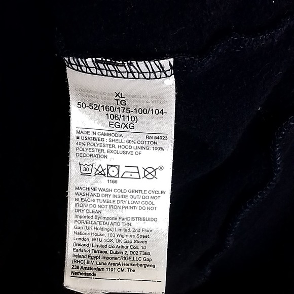 GAP Fleece Lined Logo Hoodie Girl's Size XL in Navy with Sherpa Lined Hood - Picture 9 of 11